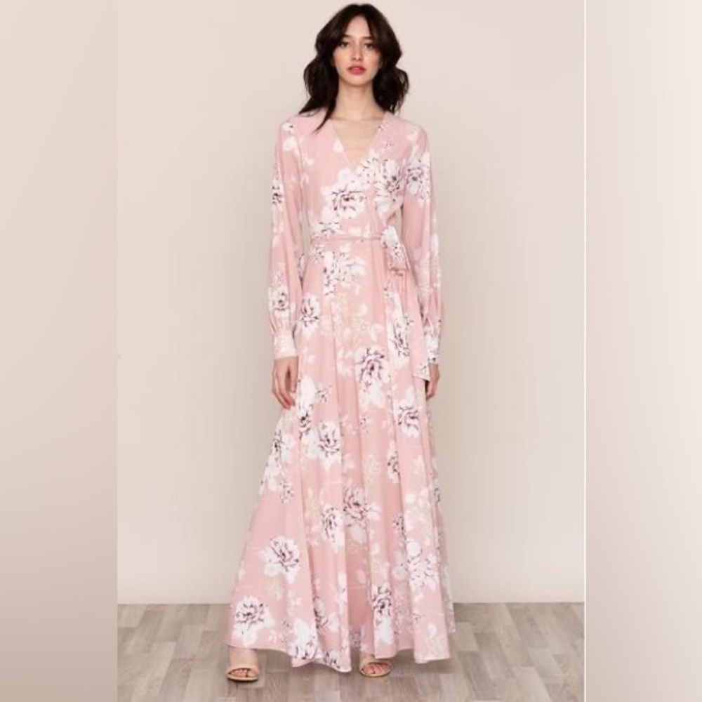 Yumi Kim Giselle Maxi Dress-French Rose Cameo-Long Sleeve. Size M